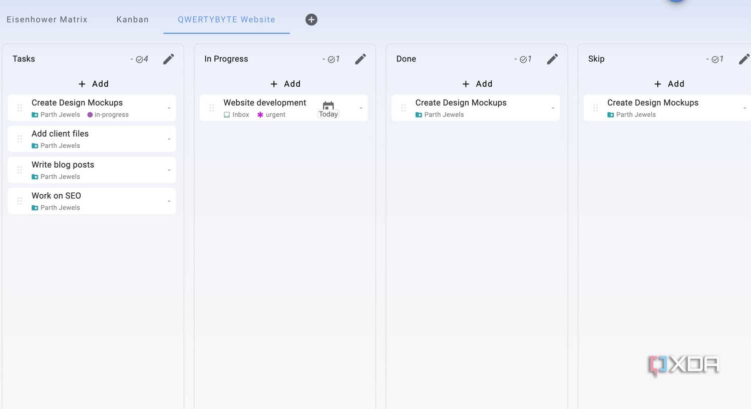 Super Productivity Kanban boards
