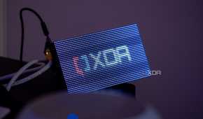 The WaveShare P2.5 LED Matrix Panel showing the XDA logo