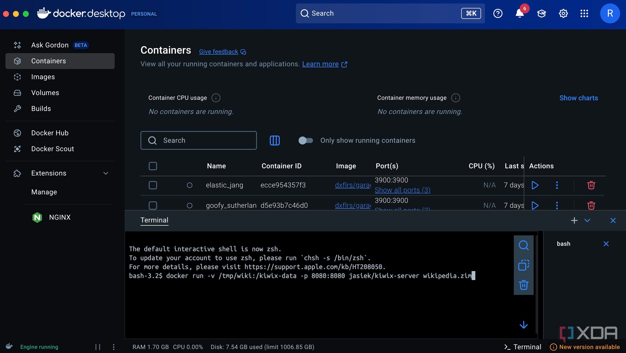 Running the kiwix container