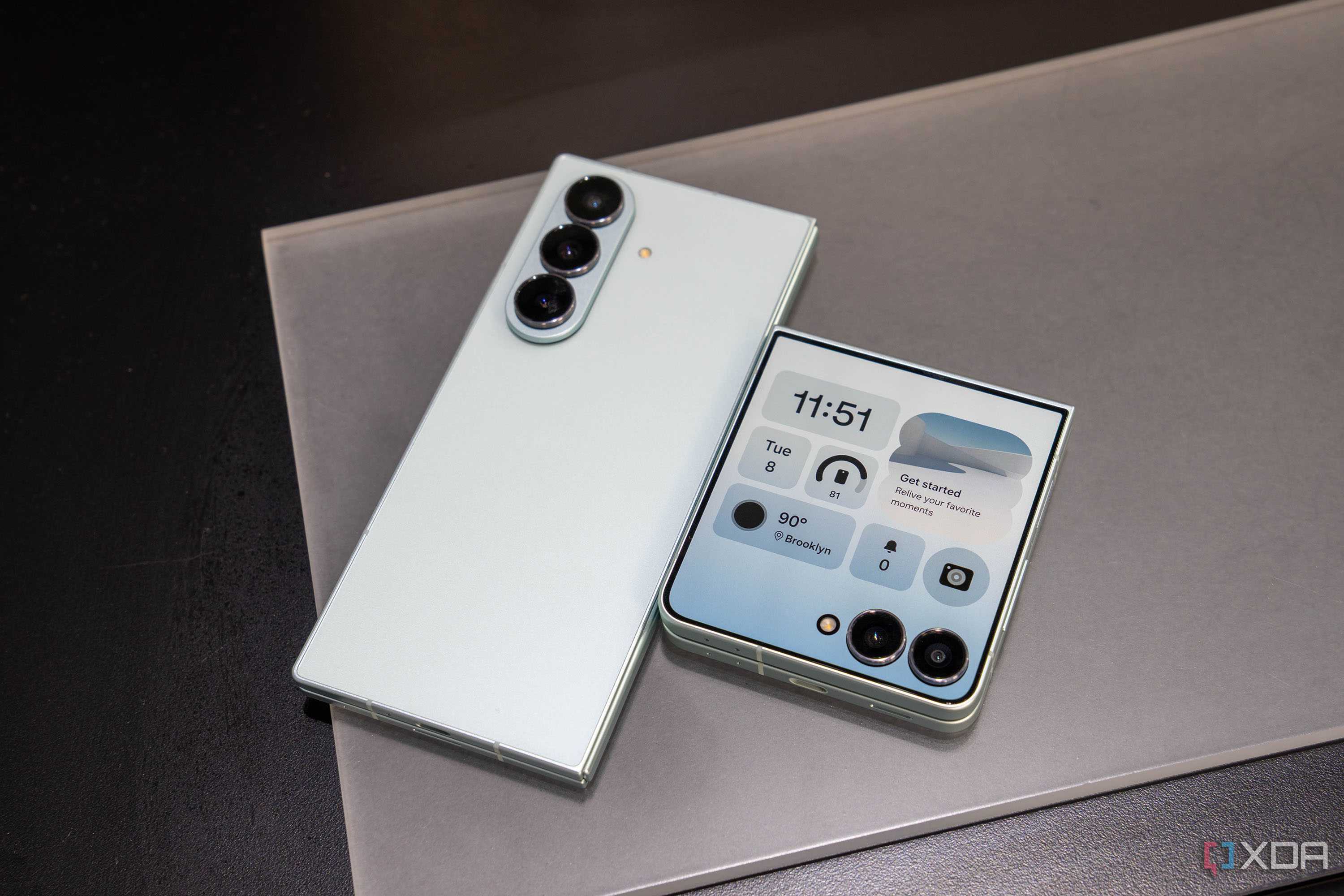 Samsung Galaxy Z Flip 7 and Samsung Galaxy Z Fold 7 next to each other