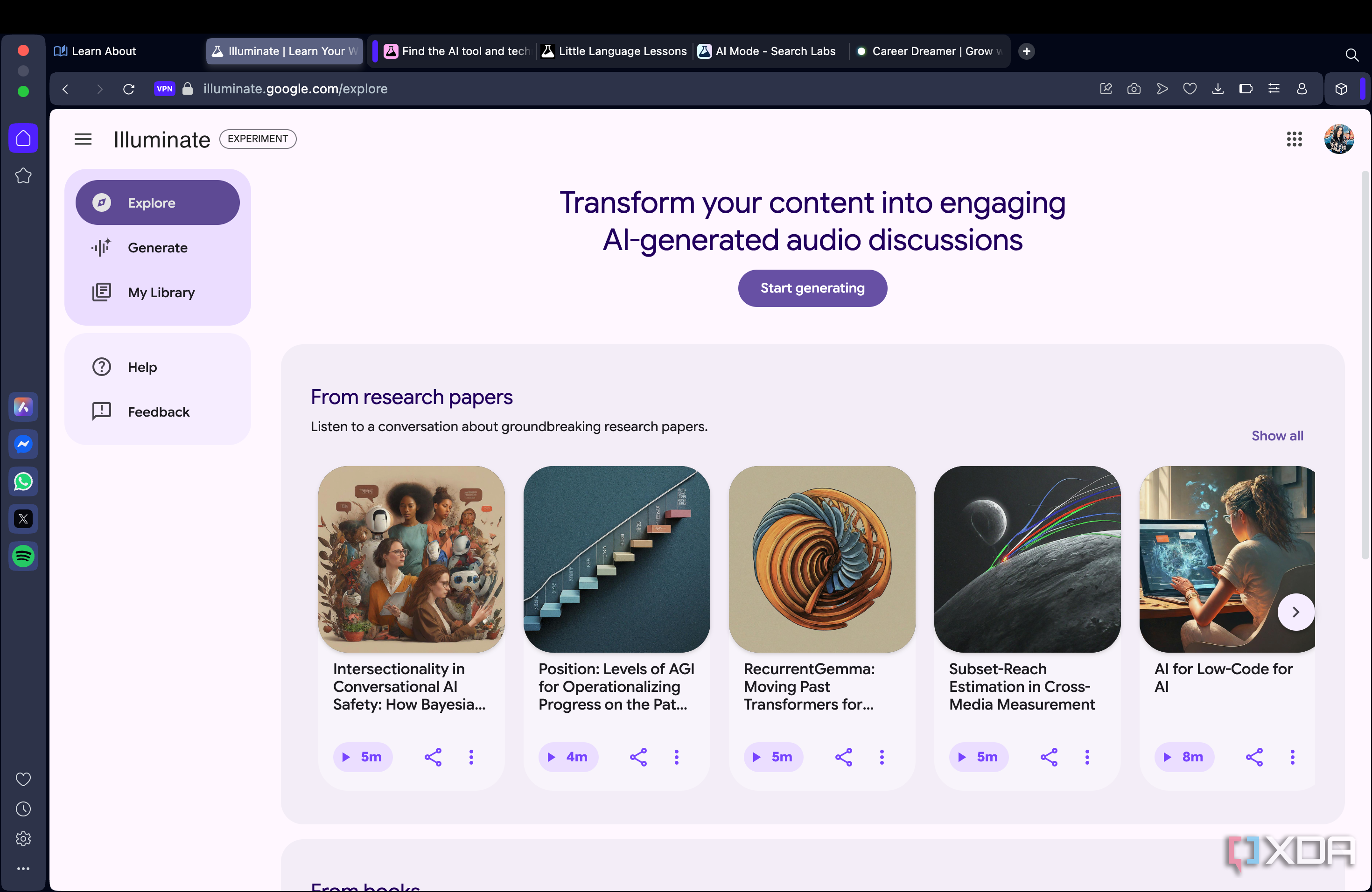 Illuminate Experiment page
