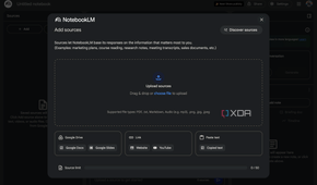 NotebookLM Add Sources page