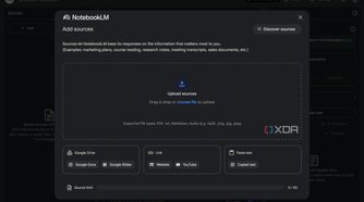 NotebookLM Add Sources page