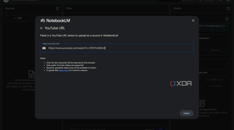 Uploading a YouTube URL as a source for a NotebookLM notebook