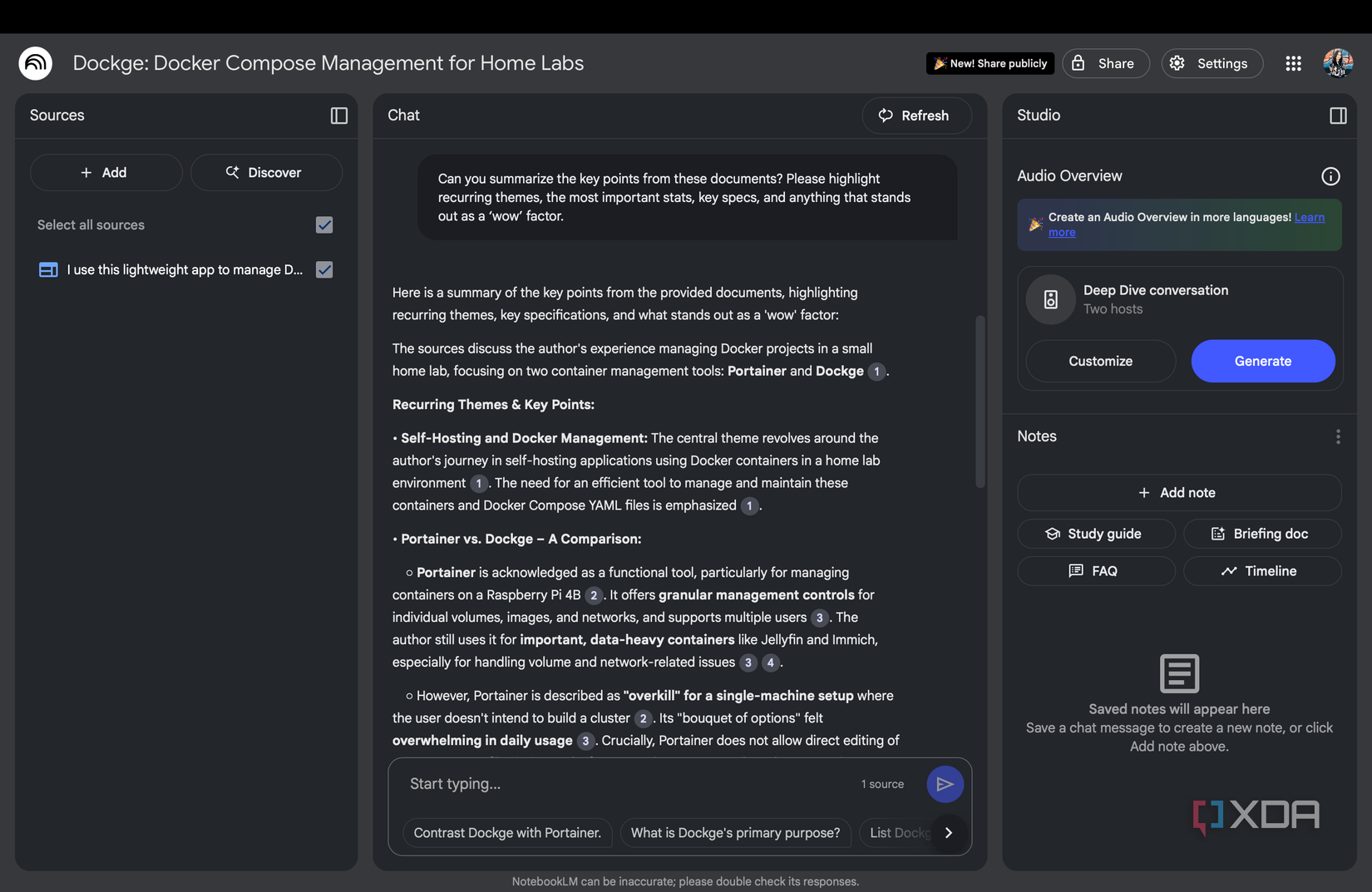 Asking NotebookLM questions about articles