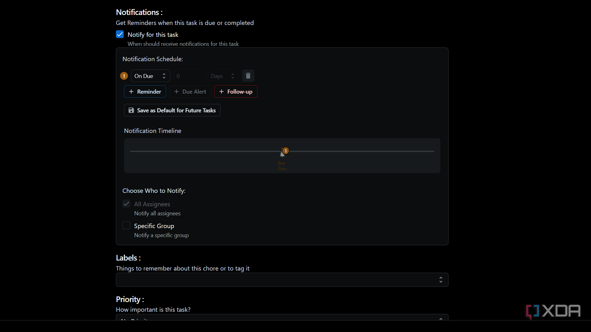 setting reminders in donetick