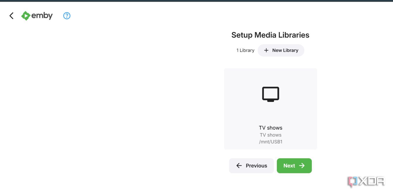 screenshot of setting up emby pi zero2w media library added