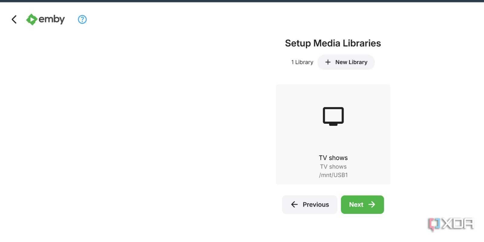 screenshot of setting up emby pi zero2w media library added