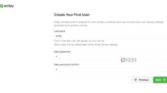 screenshot of setting up emby pi zero2w password