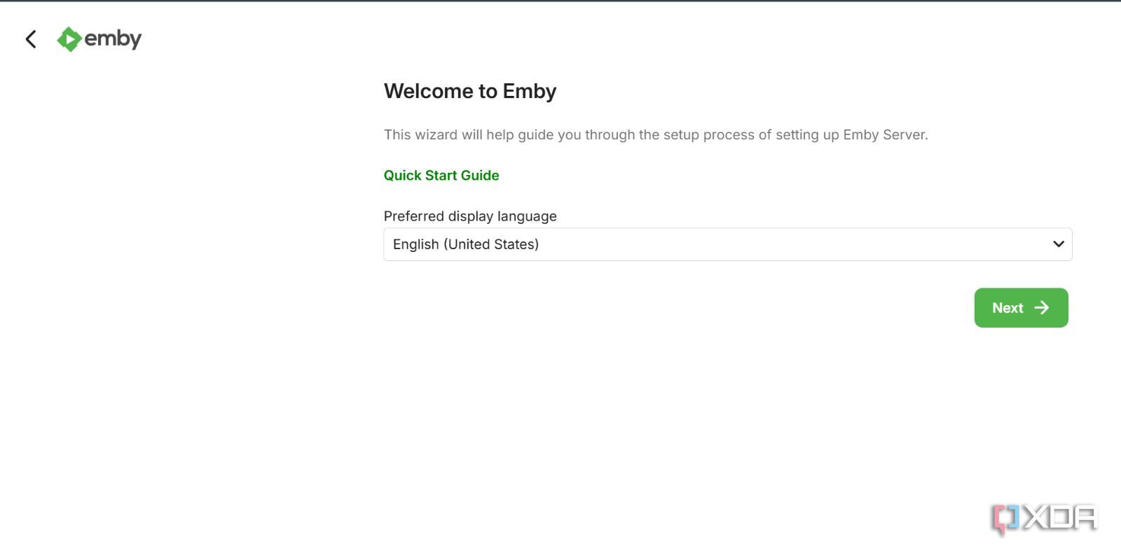 screenshot of setting up emby pi zero2w