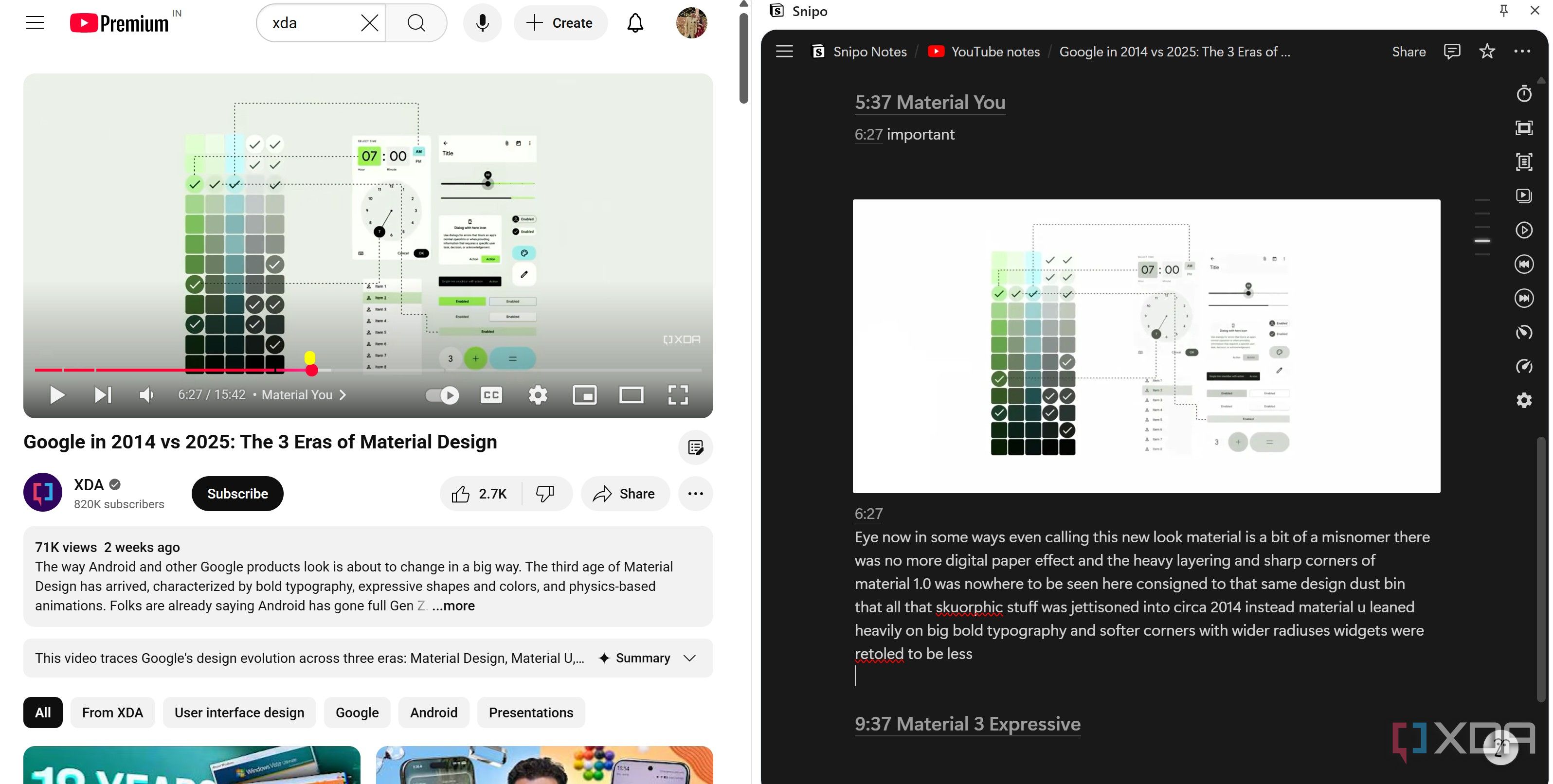 YouTube video transcript in Notion notes