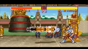 A screenshot of M. Bison fighting in Street Fighter II.
