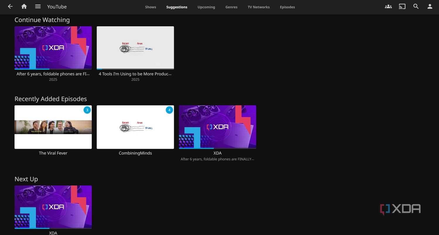 Suggestions section for YouTube videos in Jellyfin