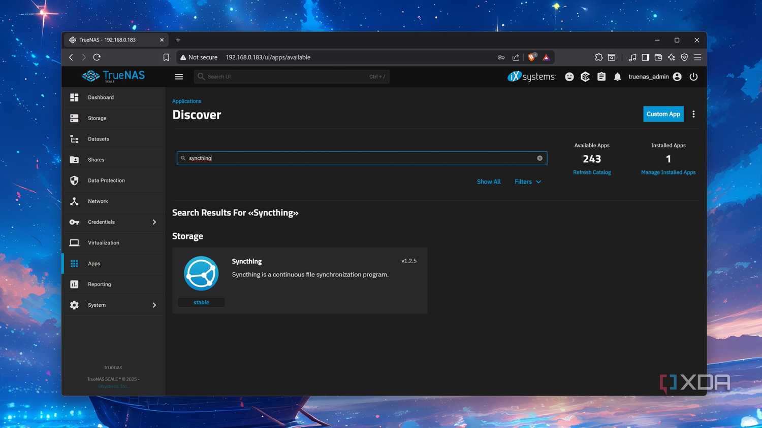 Installing Syncthing on TrueNAS Scale