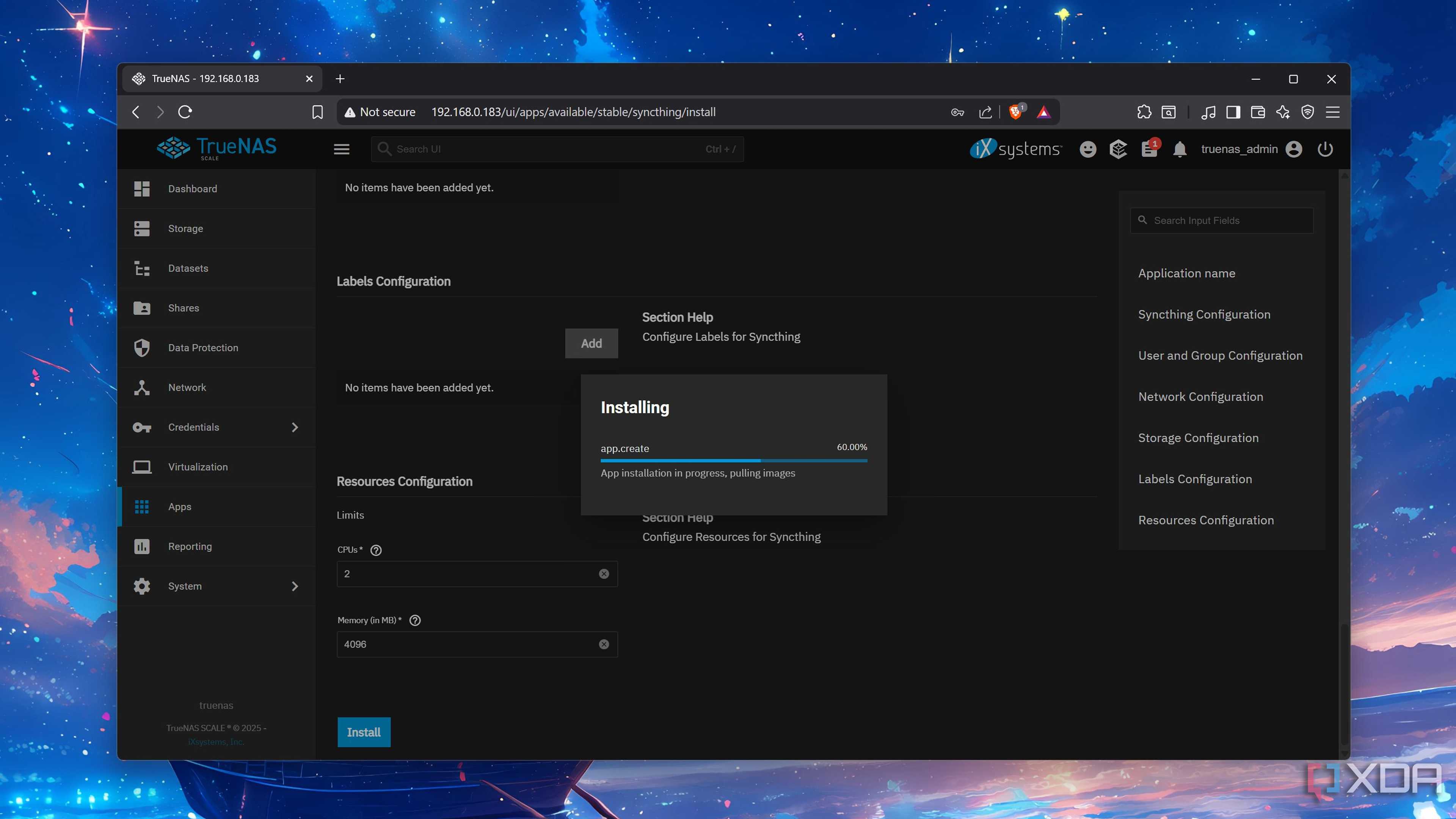 Installing Syncthing on TrueNAS Scale