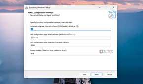 Selecting the configuration settings in Syncthing