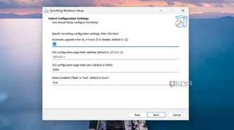Selecting the configuration settings in Syncthing