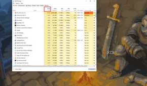 Screenshot of Task Manager window with the CPU usage column highlighted