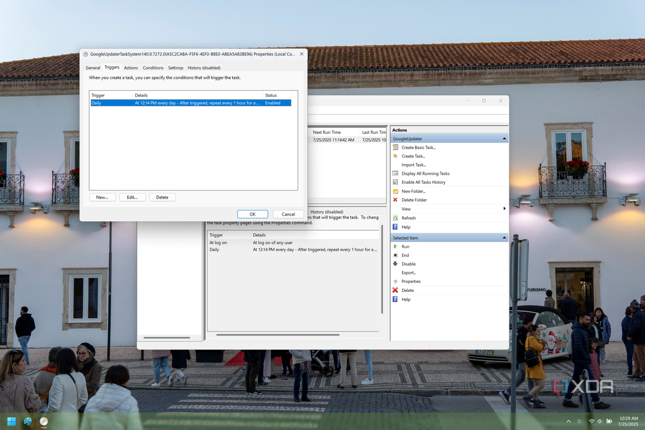 Screenshot of ask Scheduler while editing a task, showing a log on trigger has been removed