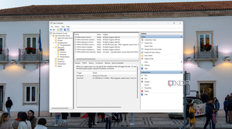 Screenshot of Task Scheduler showing various tasks with multiple triggers defined, one of which being at logon