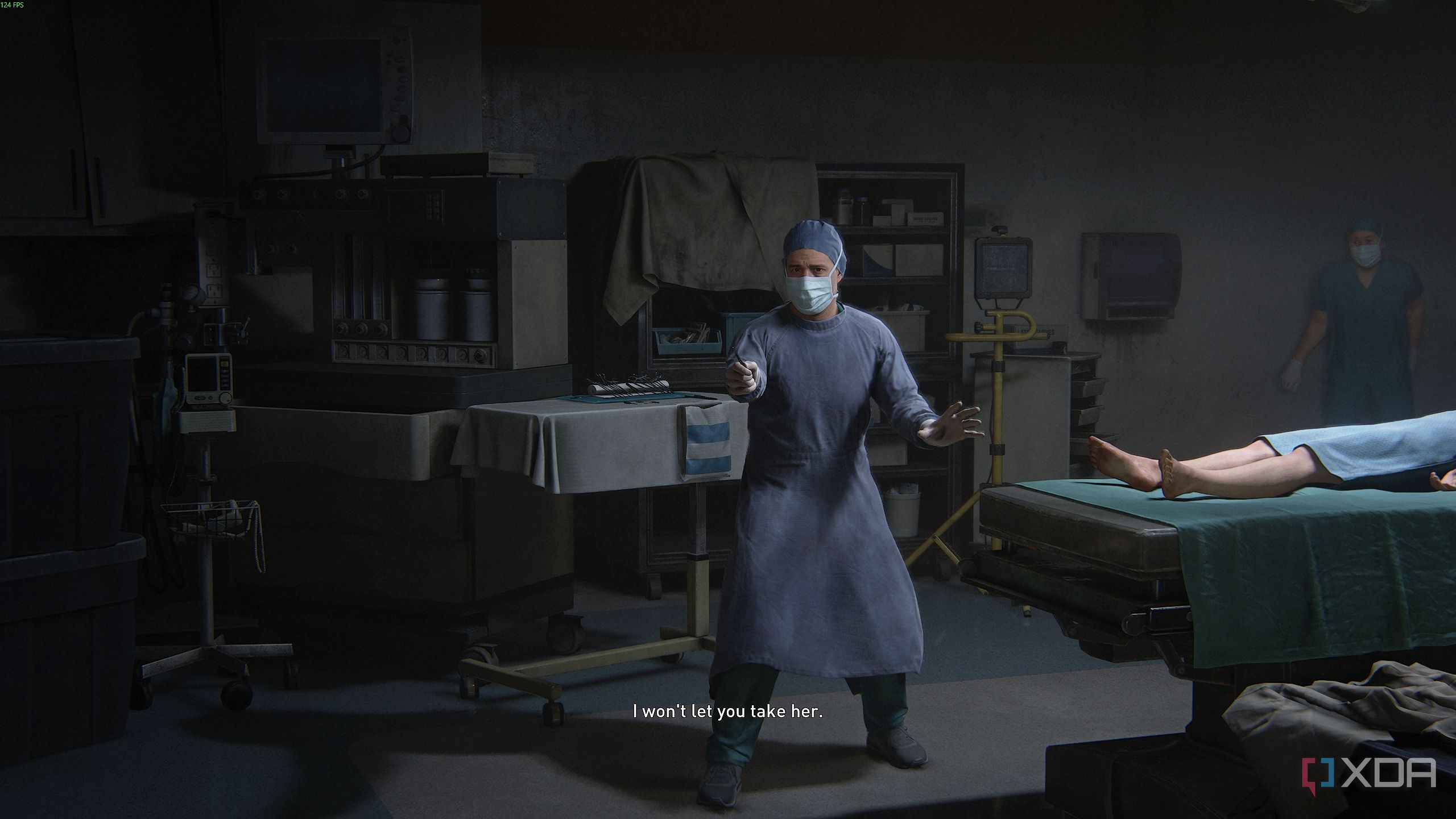 A surgeon holding a knife in The Last of Us Part II.