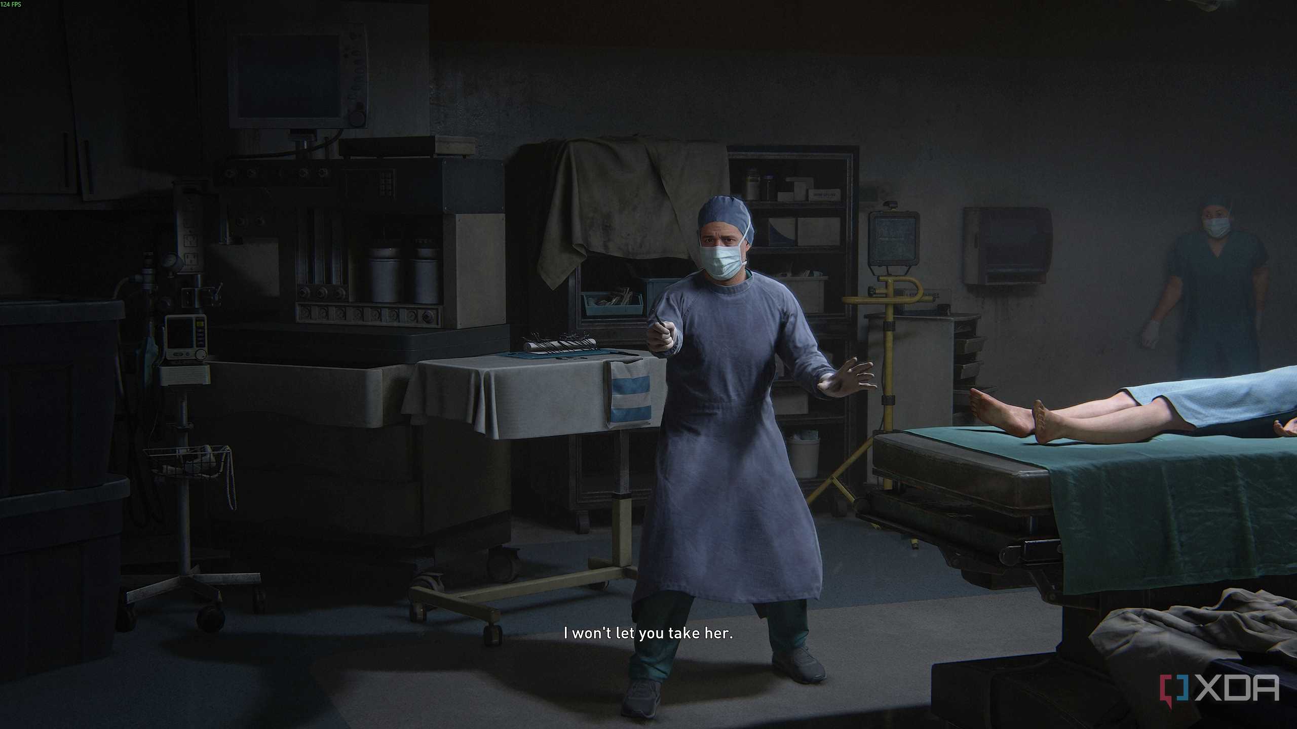 A surgeon holding a knife in The Last of Us Part II.