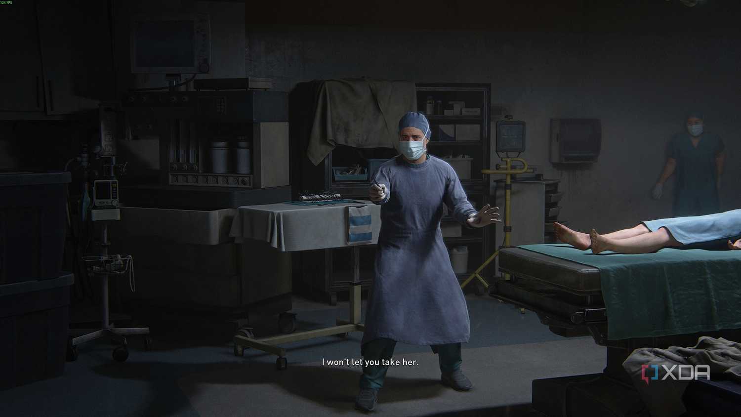 A surgeon holding a knife in The Last of Us Part II.