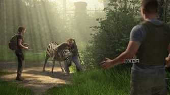 Abby and her father helping a zebra in The Last of Us Part II.