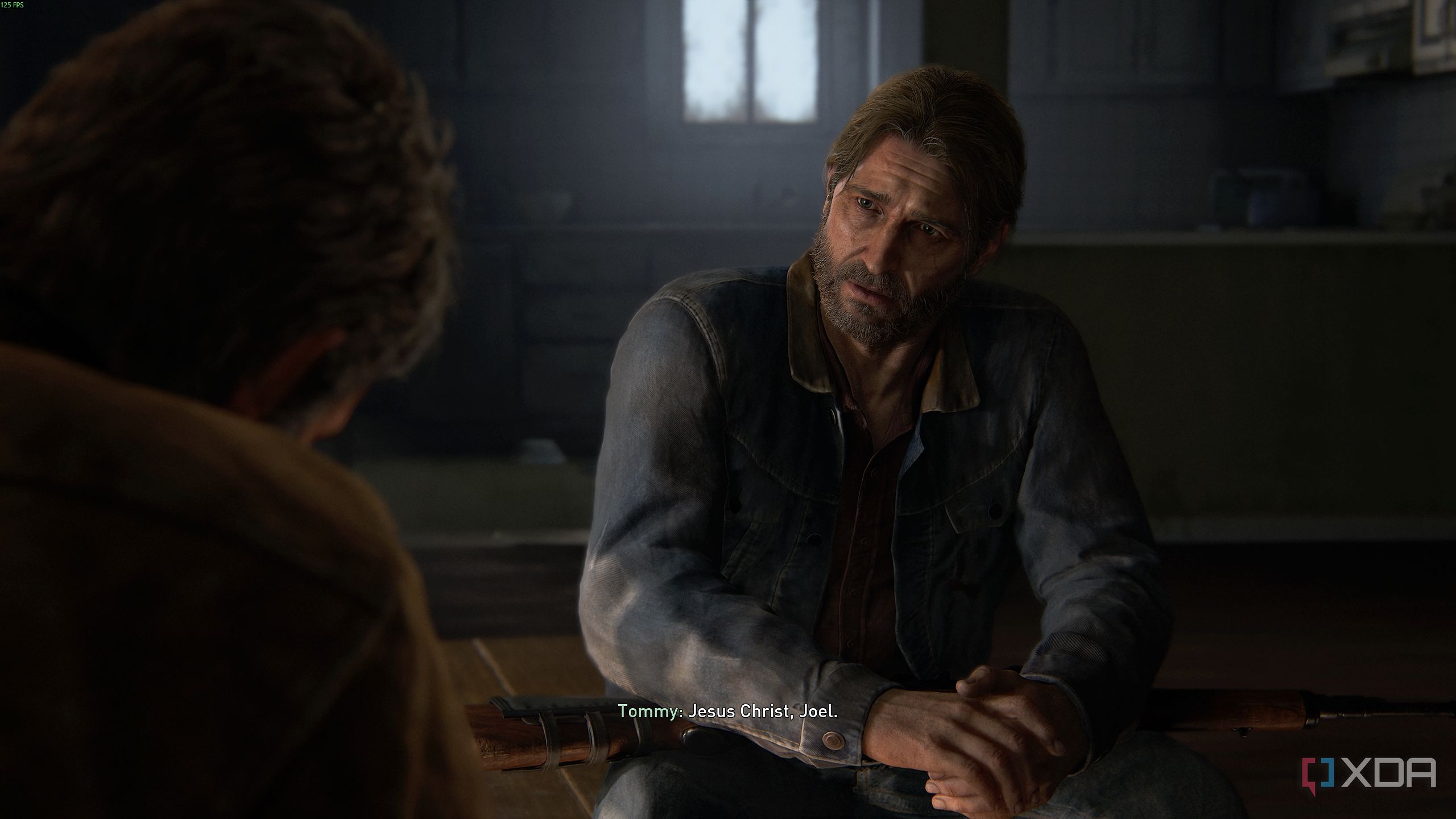 Joel and Tommy talking in The Last of Us Part II.