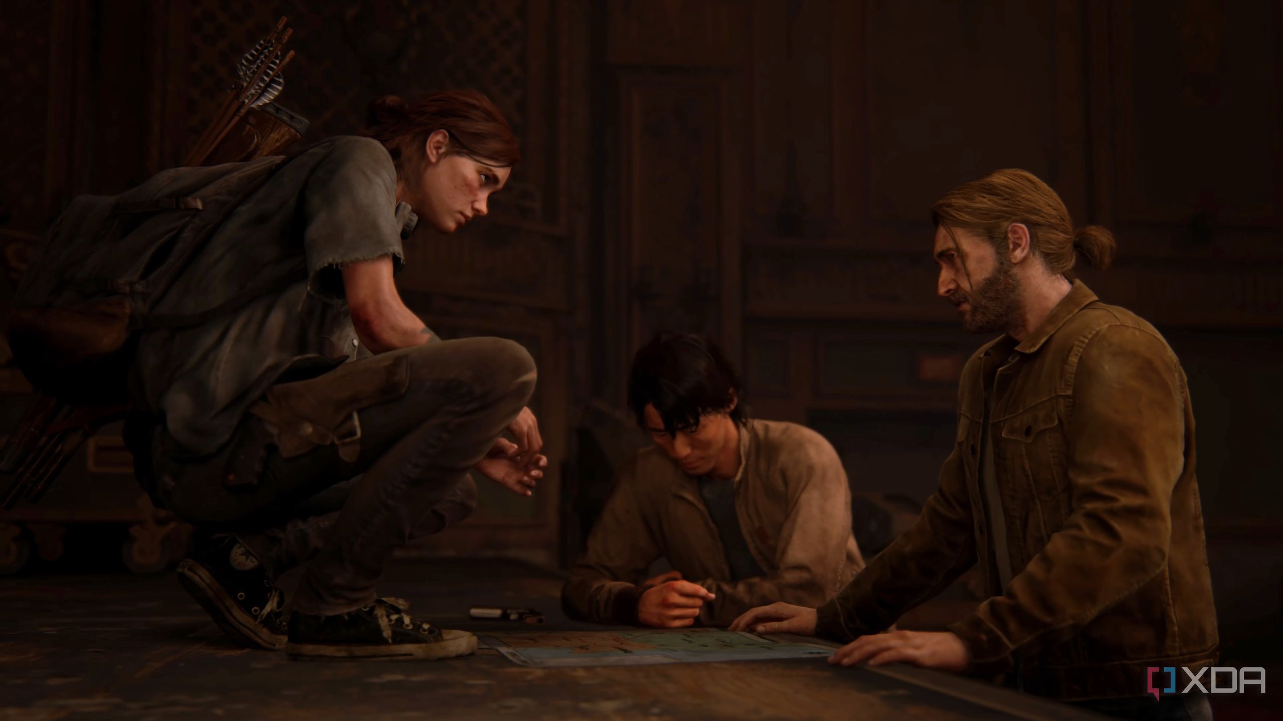 Jesse, Ellie, and Tommy in The Last of Us Part II Remastered.