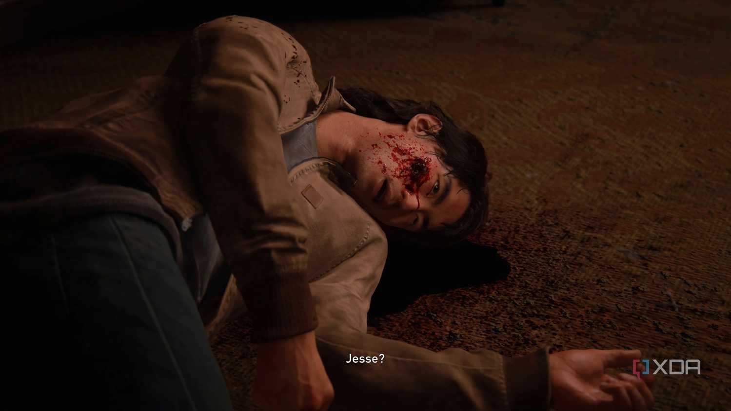 Jesse shot through the face in The Last of Us Part II Remastered.