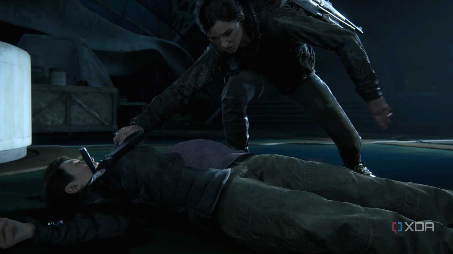 Ellie killing Mel and discovering her pregnancy in The Last of Us Part II Remastered.