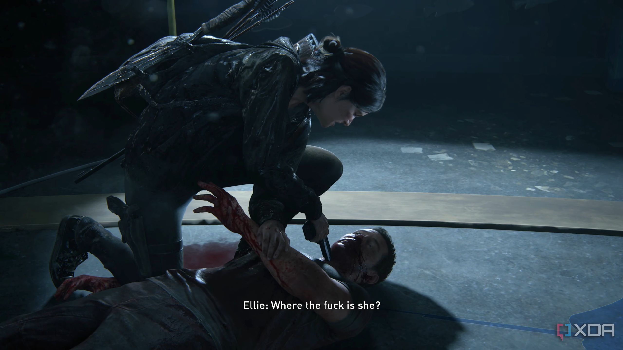 Ellie killing Owen in The Last of Us Part II Remastered.