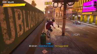 A screenshot of Tony Hawk doing a combo in Tony Hawk's Pro Skater 3+4