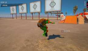 A screenshot of Michaelagelo skating in a Custom Park in Tony Hawk's Pro Skater 3+4