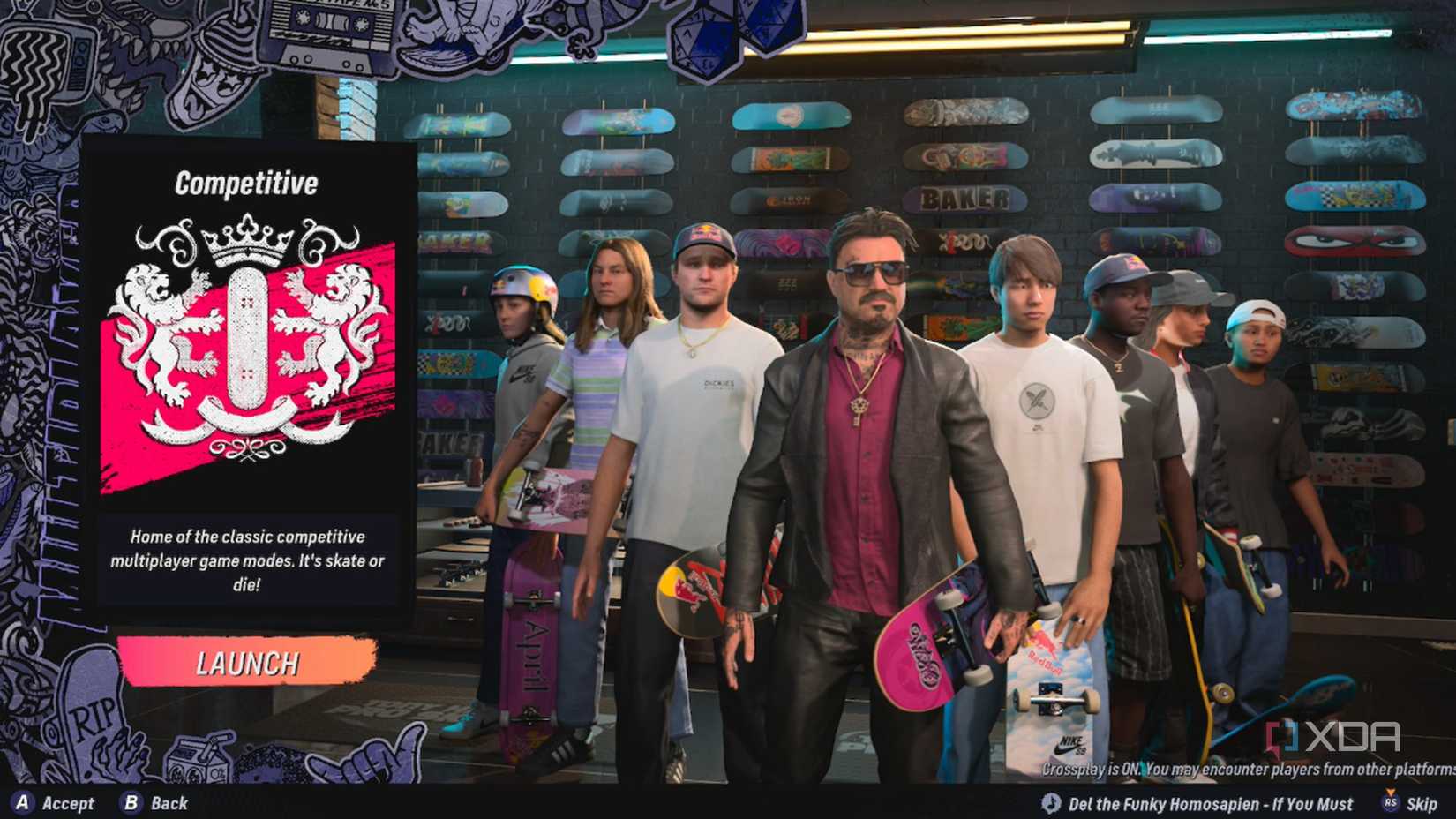 A screenshot of the online multiplayer lobby for Tony Hawk's Pro Skater 3+4