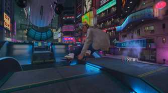 A screenshot of Chloe Covell skating in Tokyo in Tony Hawk's Pro Skater 3+4