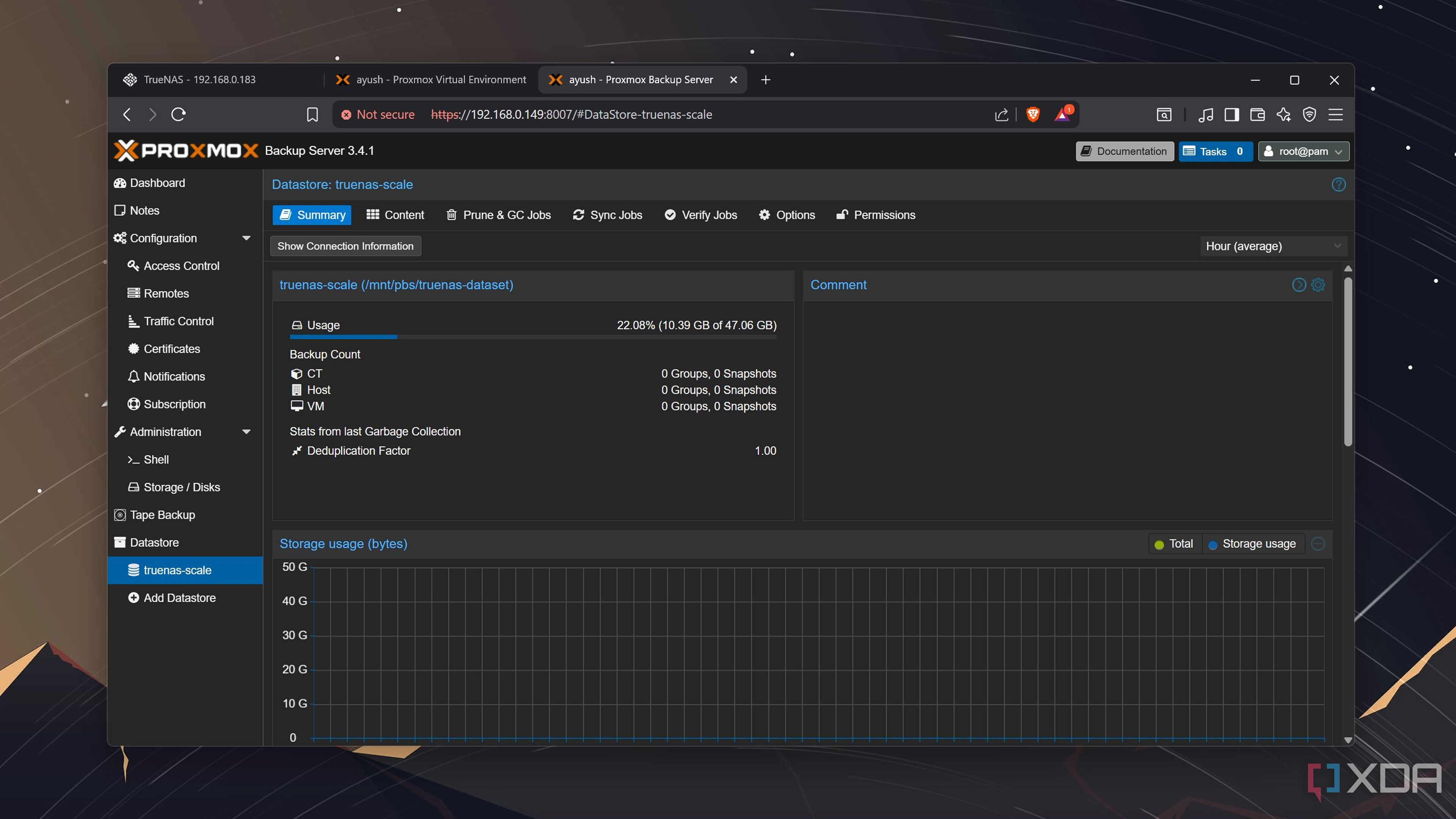 I use Proxmox Backup Server to save my VMs and LXCs to TrueNAS over NFS ...