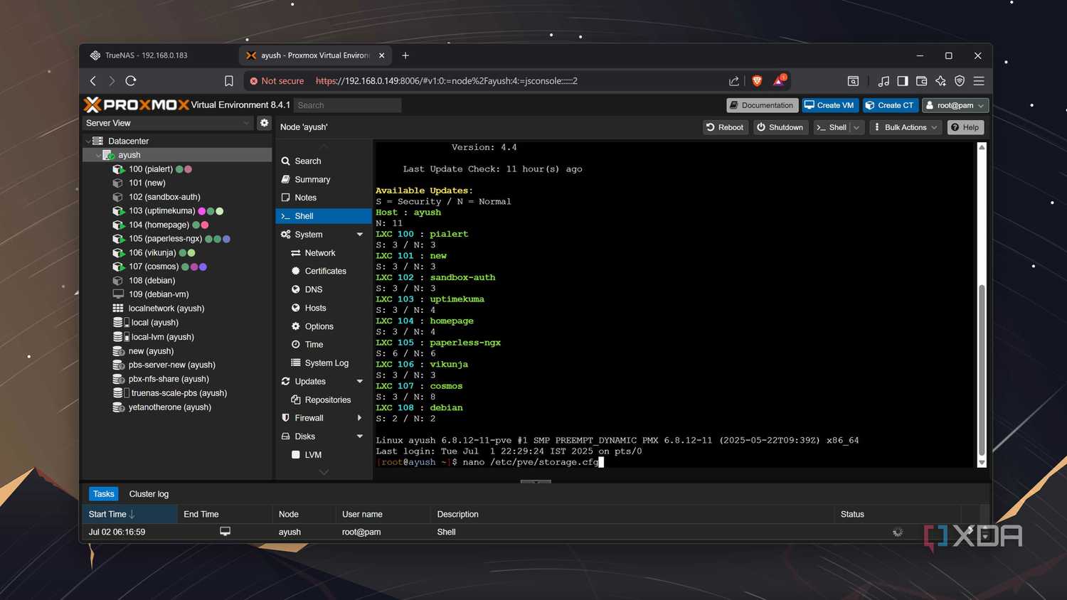 Scale Server Back I back up my Proxmox workstation to the cloud... using my TrueNAS Scale ...