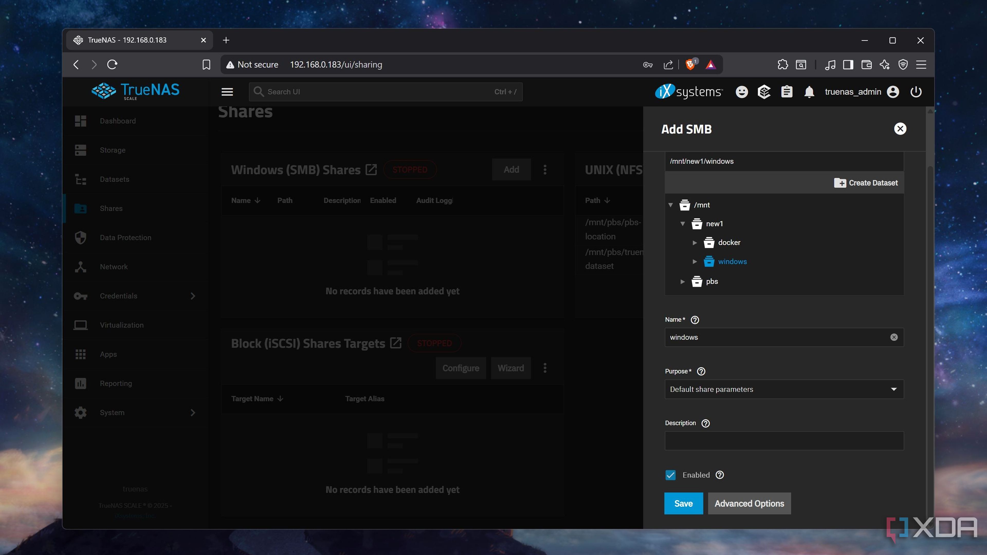 Adding a new SMB Share on TrueNAS Scale