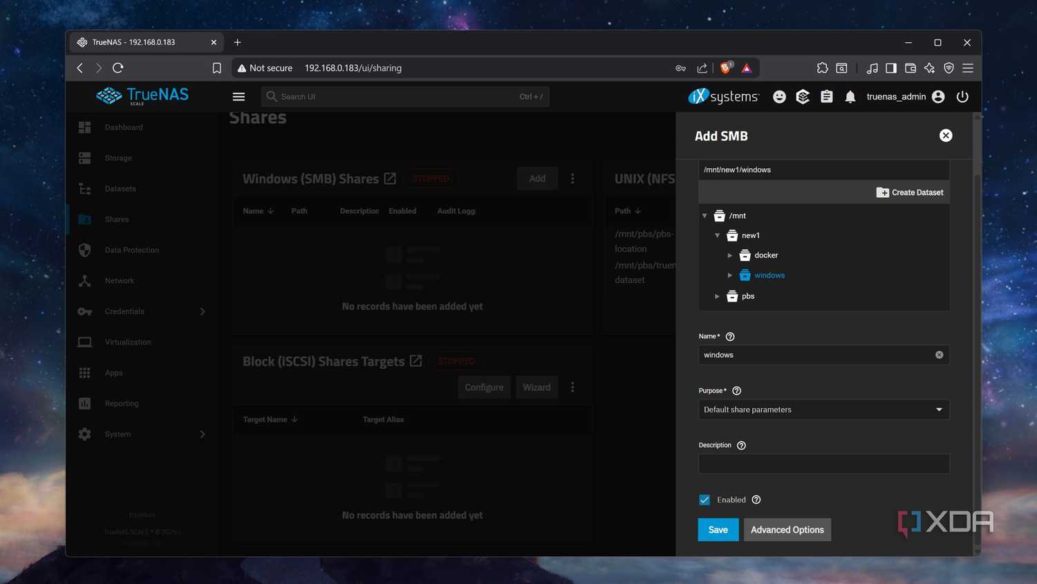 Adding a new SMB Share on TrueNAS Scale