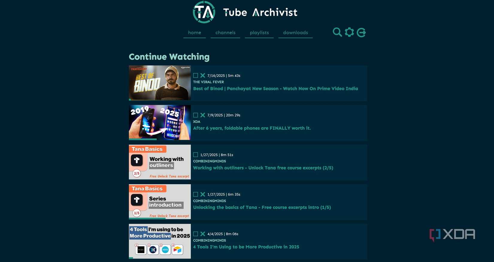 TubeArchivist home page