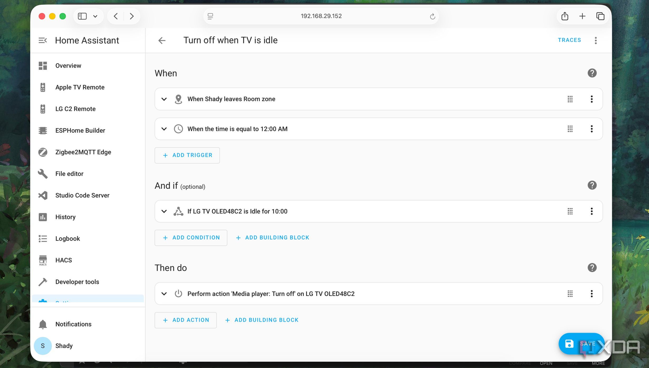 Turn off TV when idle automation