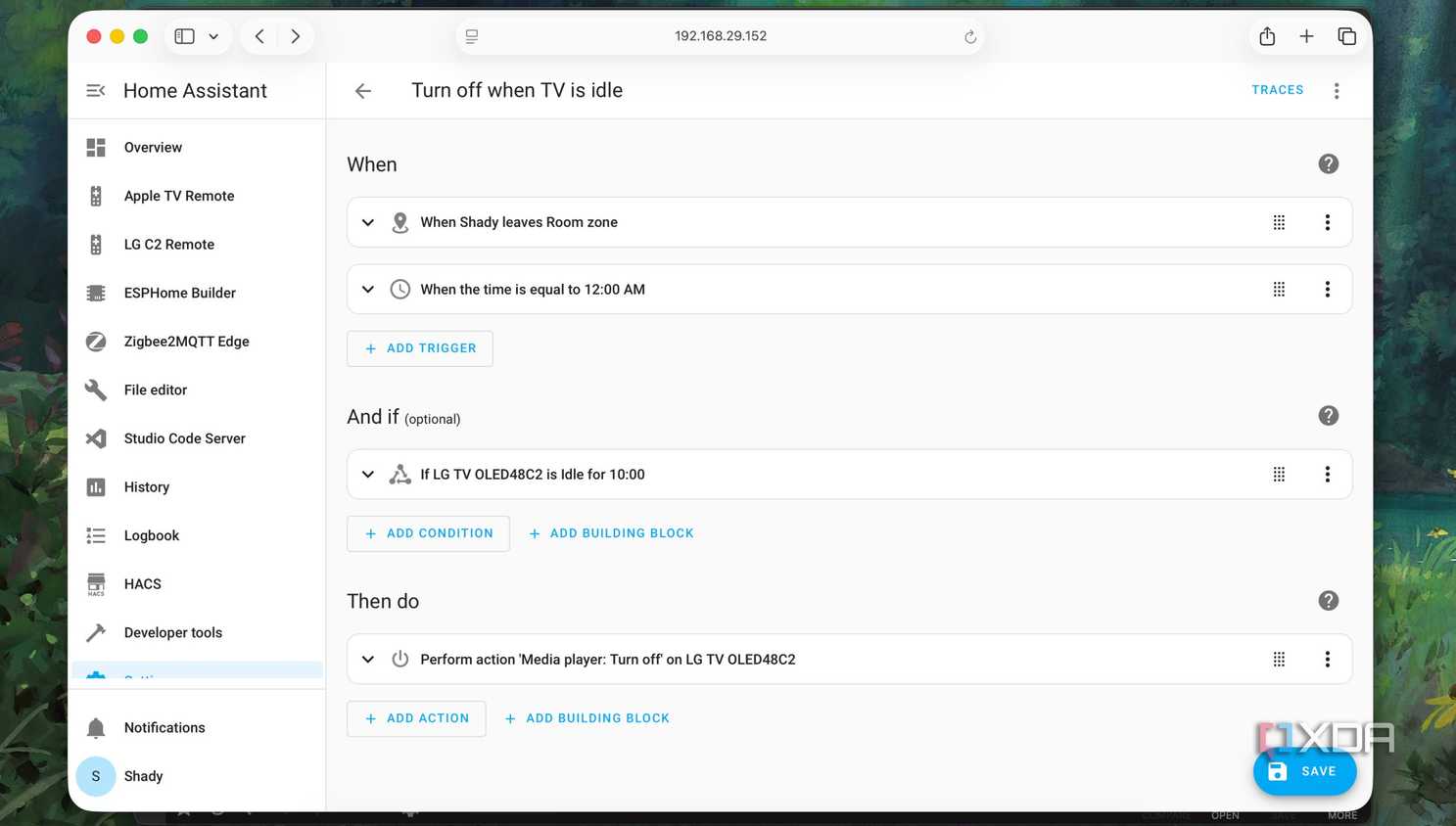 Turn off TV when idle automation