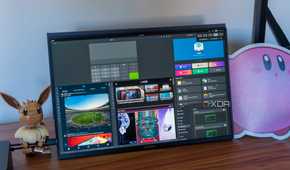 A monitor showing an Ubuntu desktop with various windows arranged using Tiling Shell