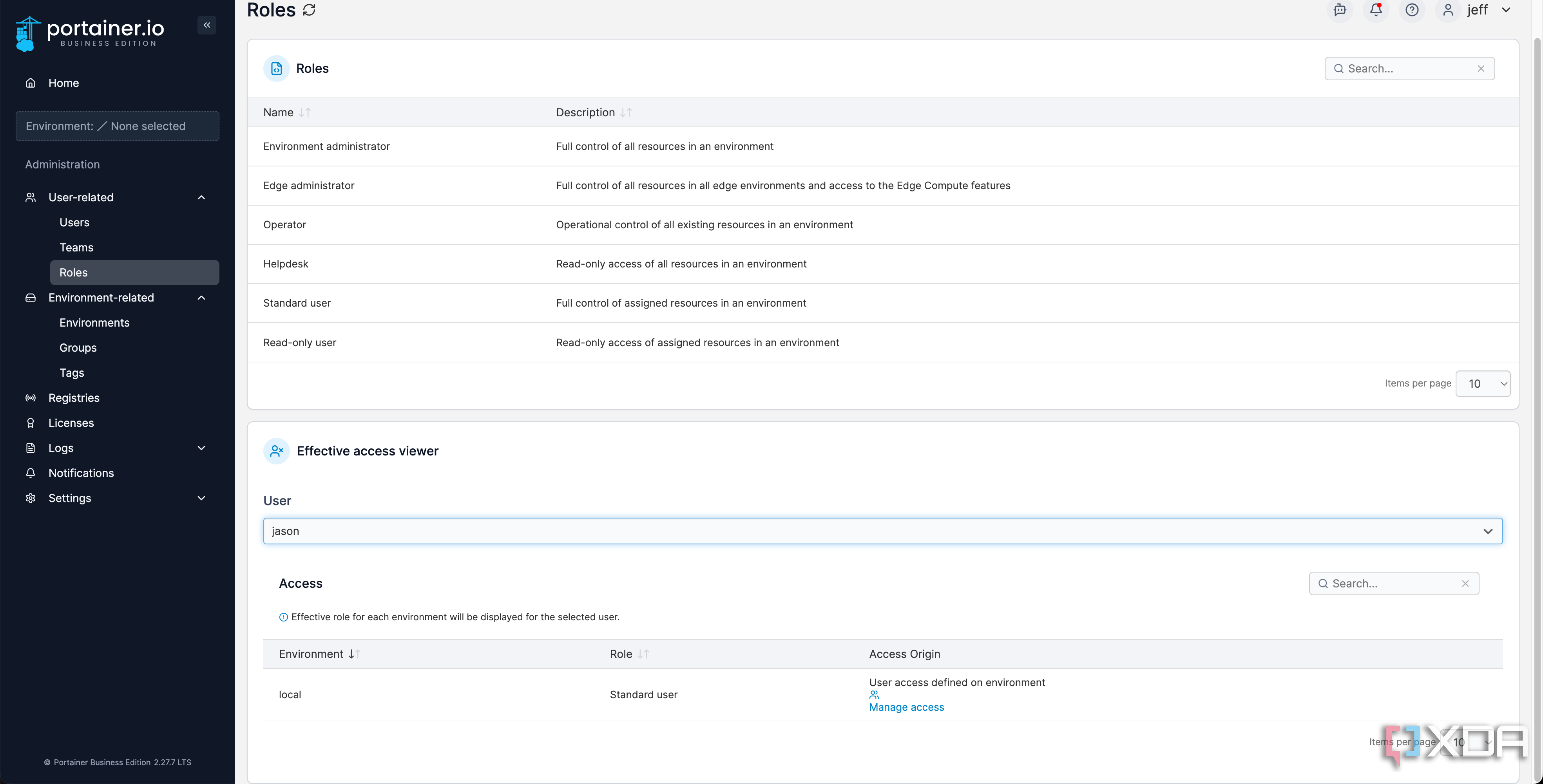 user and role settings in Portainer_1