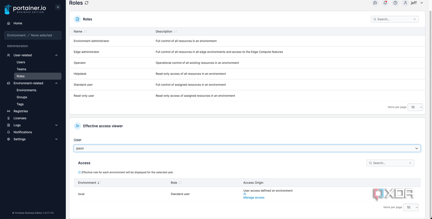 user and role settings in Portainer_1