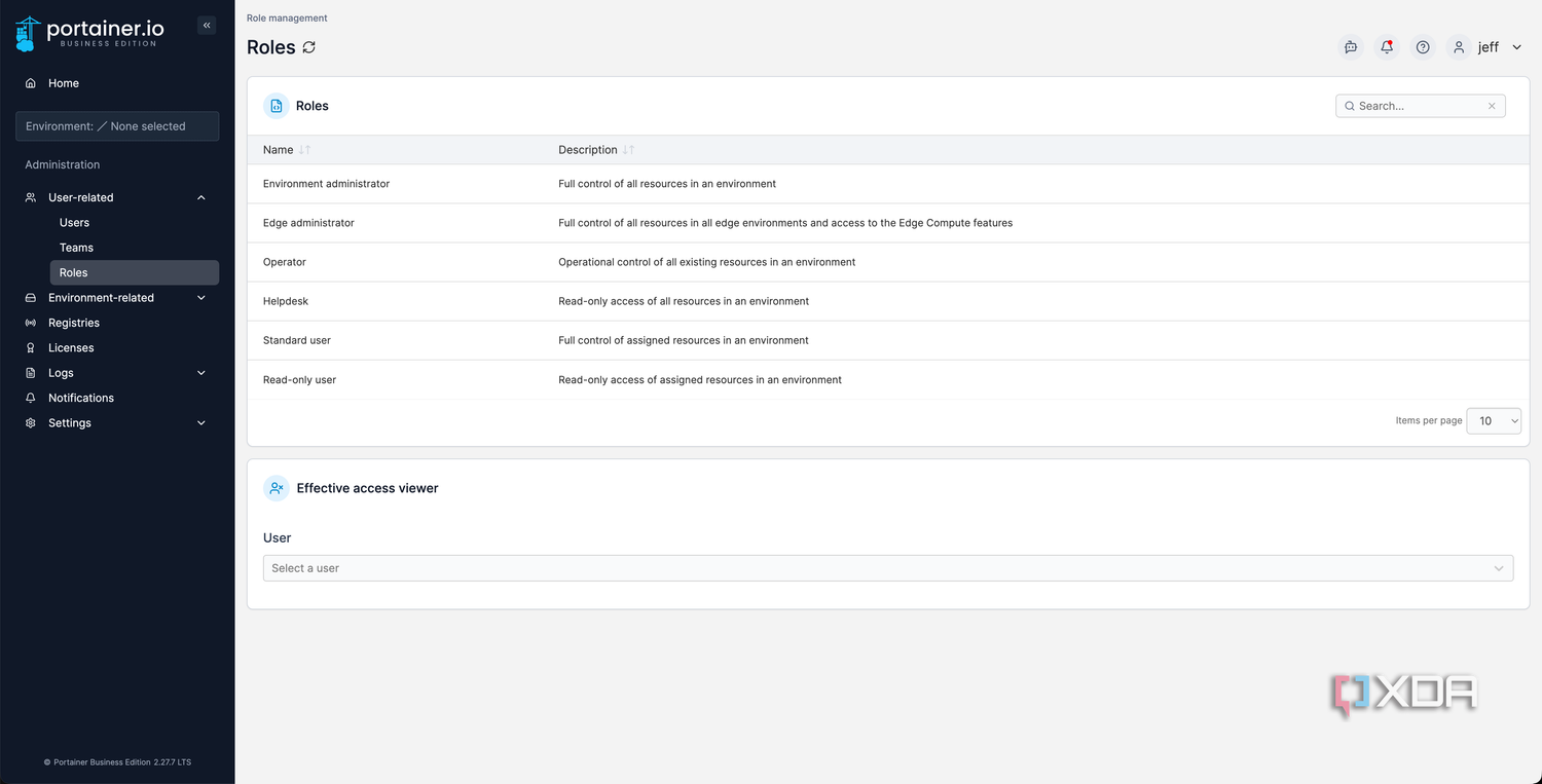 user and role settings in Portainer_2