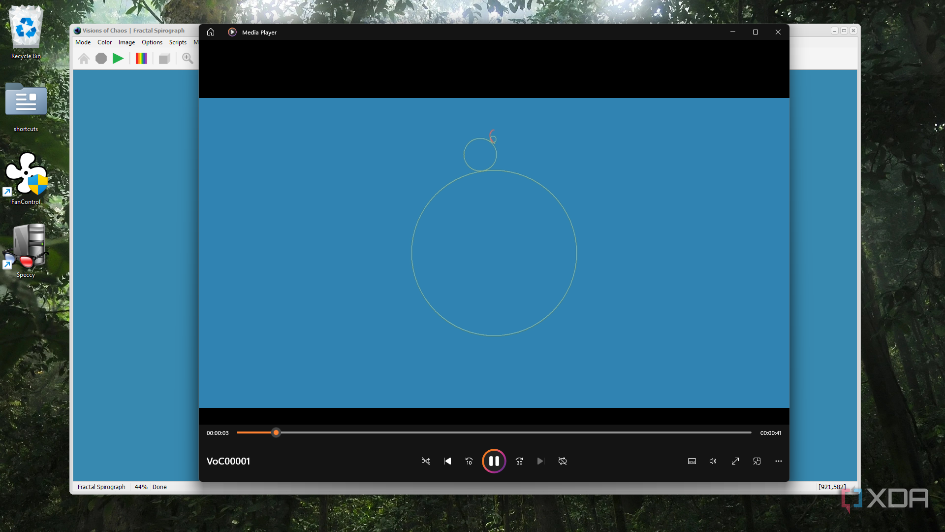 Visions of Chaos playing fractal animation in Windows video player
