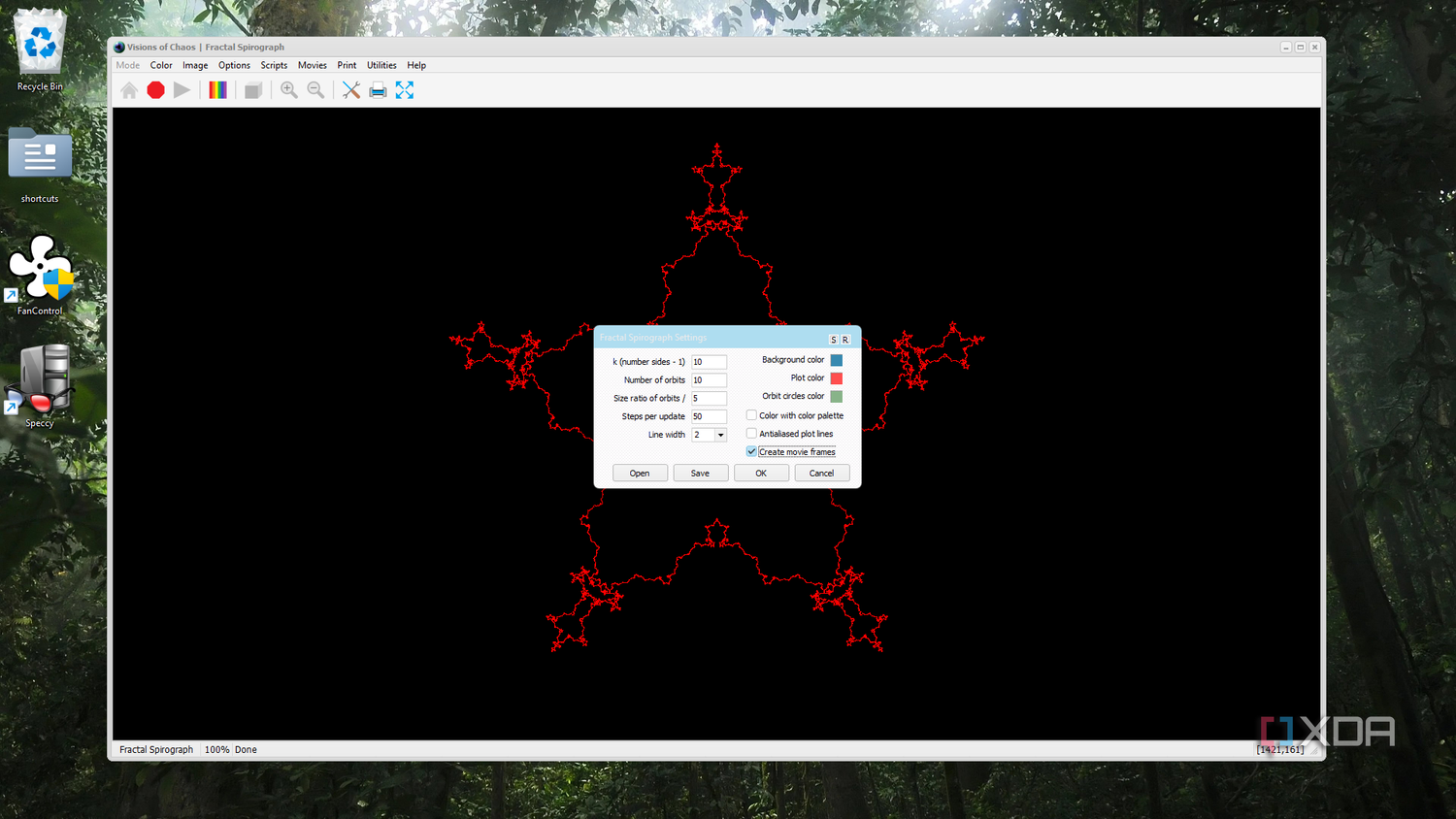 Visions of Chaos spirograph settings
